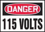 Safety Label, Header: DANGER, Legend: 115 VOLTS