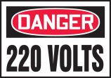 Safety Label, Header: DANGER, Legend: 220 VOLTS