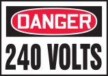 Safety Label, Header: DANGER, Legend: 240 VOLTS