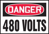 Safety Label, Header: DANGER, Legend: 480 VOLTS