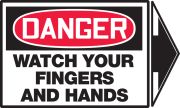 WATCH YOUR FINGERS AND HANDS (+ ARROW)