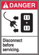 DISCONNECT BEFORE SERVICING (W/GRAPHIC)