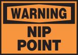 Safety Label, Header: WARNING, Legend: NIP POINT