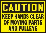 KEEP HANDS CLEAR OF MOVING PARTS AND PULLEYS