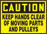 KEEP HANDS CLEAR OF MOVING PARTS AND PULLEYS