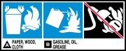 PAPER, WOOD, CLOTH - A GASOLINE, OIL, GREASE - B (W/GRAPHIC)