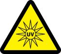 Safety Label, Header: WARNING, Legend: UV HAZARD