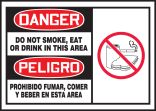 DO NOT SMOKE, EAT OR DRINK IN THIS AREA (W/GRAPHIC) (BILINGUAL)