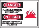 Safety Label, Header: DANGER, Legend: FLAMMABLE MATERIAL KEEP FIRE AWAY (W/GRAPHIC) (BILINGUAL)