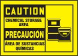 Safety Label, Header: CAUTION, Legend: CHEMICAL STORAGE AREA (W/GRAPHIC) (BILINGUAL)