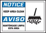 Safety Label, Header: NOTICE, Legend: KEEP AREA CLEAN (W/GRAPHIC) (BILINGUAL)