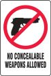 South Carolina Concealed Weapons Sign