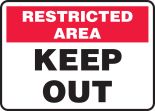 Safety Sign, Header: RESTRICTED AREA, Legend: KEEP OUT