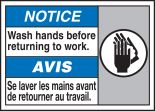 NOTICE WASH HANDS BEFORE RETURNING TO WORK (W/GRAPHIC)