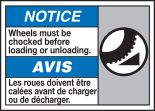 NOTICE WHEELS MUST BE CHOCKED BEFORE LOADING OR UNLOADING (W/GRAPHIC)