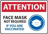 Attention Face Mask Not Required If You Are Vaccinated