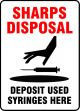 SHARPS DISPOSAL DEPOSIT USED SYRINGES HERE