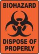 Safety Sign, Header: BIOHAZARD, Legend: DISPOSE OF PROPERLY (W/GRAPHIC)