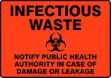 INFECTIOUS WASTE NOTIFY PUBLIC HEALTH AUTHORITY IN CASE OF DAMAGE OR LEAKAGE (W/GRAPHIC)