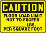 FLOOR LOAD LIMIT NOT TO EXCEED ___ LBS. PER SQUARE FOOT