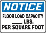 NOTICE FLOOR LOAD CAPACITY ___ LBS. PER SQUARE FOOT