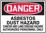 ASBESTOS DUST HAZARD CANCER AND LUNG DISEASE HAZARD AUTHORIZED PERSONNEL ONLY