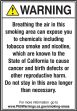ANSI Warning Safety Sign: Breathing The Air In This Smoking Area Can Expose You To Chemicals...