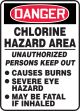 CHLORINE HAZARD AREA UNAUTHORIZED PERSONS KEEP OUT CAUSES BURN SEVERE EYE HAZARD MAY BE FATAL IF INHALED