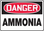 Safety Sign, Header: DANGER, Legend: AMMONIA