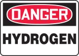 Safety Sign, Header: DANGER, Legend: DANGER HYDROGEN