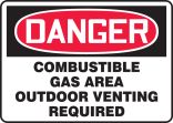DANGER COMBUSTIBLE GAS AREA OUTDOOR VENTING REQUIRED