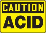 Safety Sign, Header: CAUTION, Legend: ACID