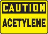 Safety Sign, Header: CAUTION, Legend: ACETYLENE