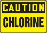 Safety Sign, Header: CAUTION, Legend: CHLORINE