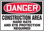 CONSTRUCTION AREA HARD HATS AND EYE PROTECTION REQUIRED