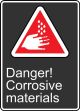 Safety Sign, Legend: DANGER CORROSIVE MATERIALS (DANGER MATIÈRES CORROSIVES)
