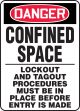 CONFINED SPACE LOCKOUT AND TAGOUT PROCEDURES MUST BE IN PLACE BEFORE ENTRY IS MADE