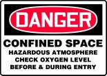 CONFINED SPACE HAZARDOUS ATMOSPHERE CHECK OXYGEN LEVEL BEFORE & DURING ENTRY