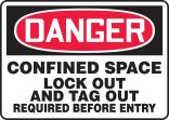 CONFINED SPACE LOCK OUT AND TAG OUT REQUIRED BEFORE ENTRY
