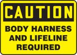 BODY HARNESS AND LIFELINE REQUIRED