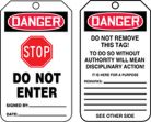Safety Tag, Header: DANGER, Legend: DO NOT ENTER