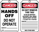 Safety Tag, Header: DANGER, Legend: HANDS OFF DO NOT OPERATE