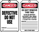 Safety Tag, Header: DANGER, Legend: DEFECTIVE DO NOT USE