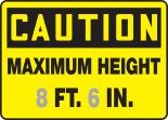 MAXIMUM HEIGHT ___ FT. ___ IN.