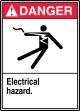 Safety Sign, Header: DANGER, Legend: ELECTRICAL HAZARD (W/GRAPHIC)