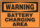 Safety Sign, Header: WARNING, Legend: BATTERY CHARGING AREA