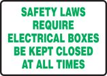 SAFETY LAWS REQUIRE ELECTRICAL BOXES BE KEPT CLOSED AT ALL TIMES