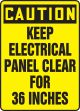 KEEP ELECTRIC PANEL AREA CLEAR FOR 36 INCHES