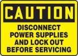 DISCONNECT POWER SUPPLIES AND LOCK OUT BEFORE SERVICING