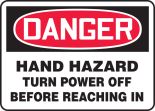 HAND HAZARD TURN POWER OFF BEFORE REACHING IN